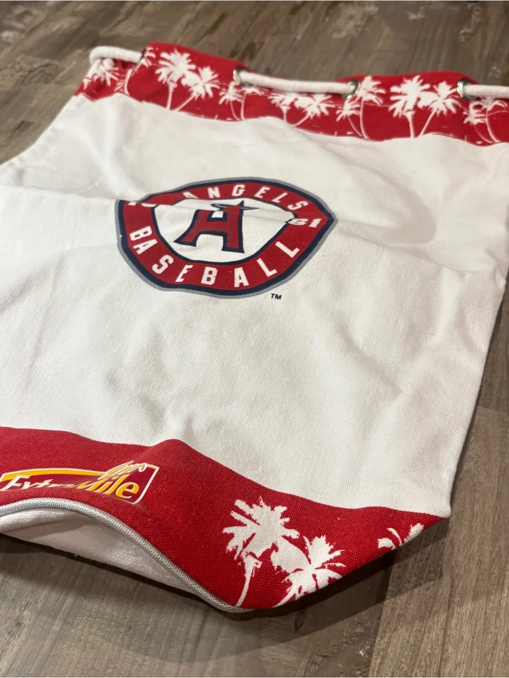 Los Angeles Angels MLB Cinch Beach Bag Palm Trees Red/ White New In Plastic